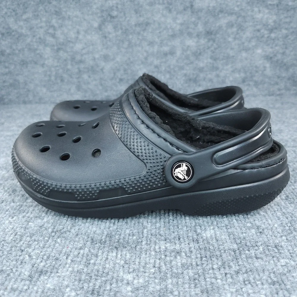 Crocs Clogs Shoes Women's Size 6 Mens Size 4 Black Lined Slingback Slides